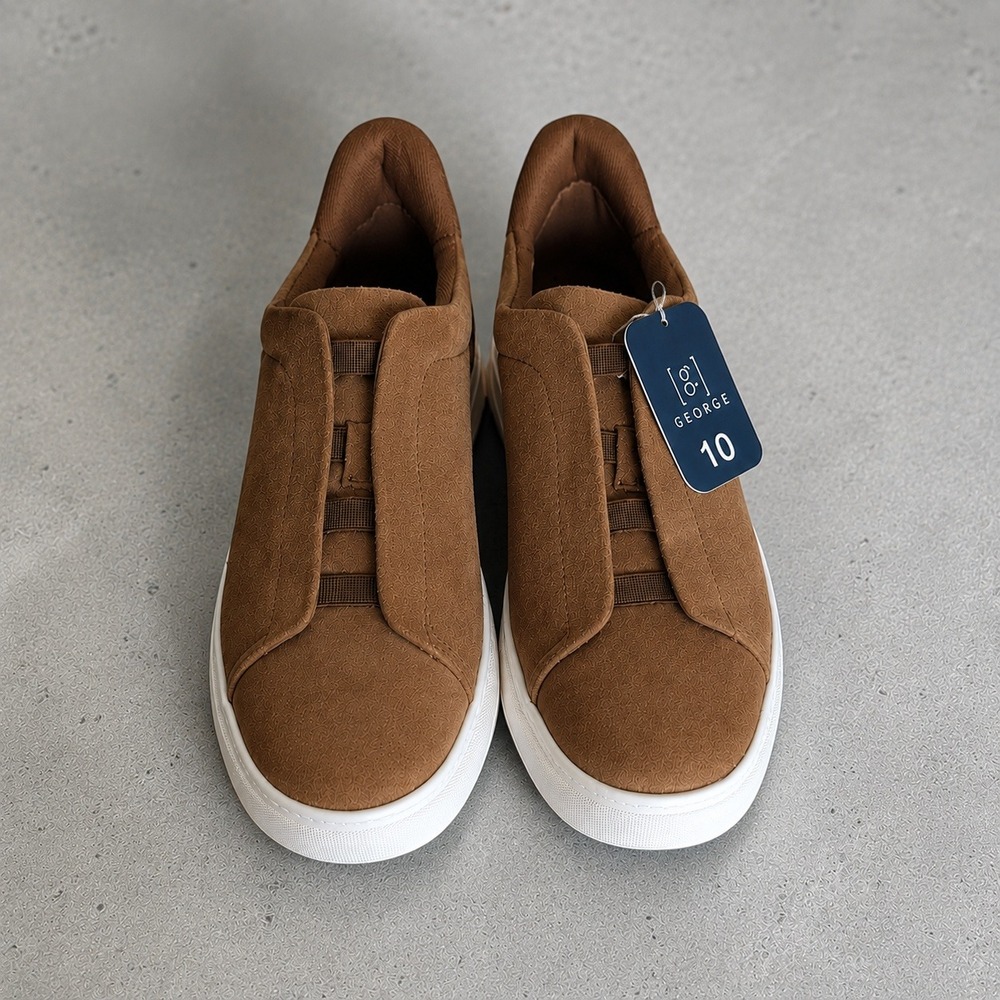 George Suede Leather Slip-On Sneakers Brown Men's Size 10 NWT New - Picture 7 of 8